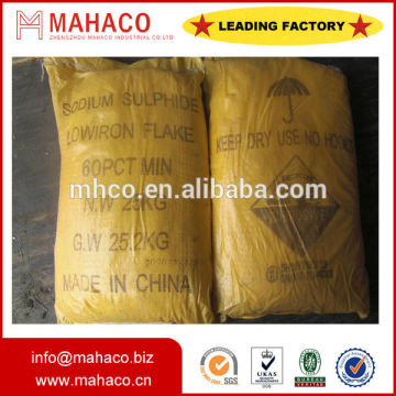 10ppm 20ppm 50ppmm high purity 60% min sodium sulphide yellow flake