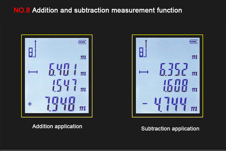 Add and subtract function laser distance meter