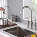 Double handle bridge pull down kitchen faucets