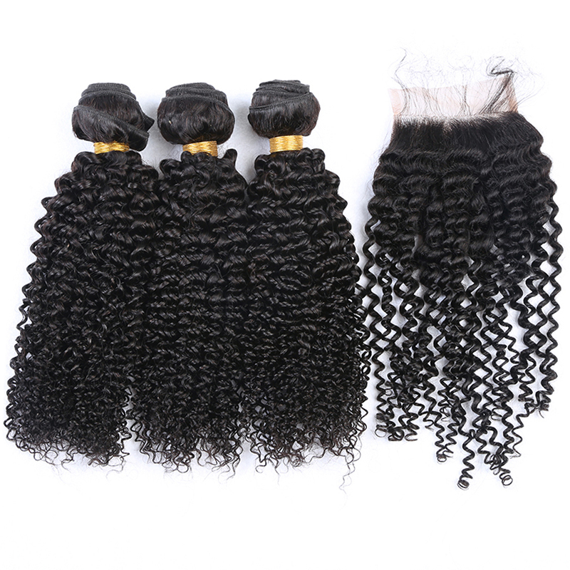 Alibaba direct factory virgin human mongolian kinky curly hair with closure,cuticle aligned curly virgin hair