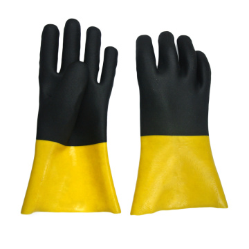 Yellow and black pvc coated gloves jersey linning12'