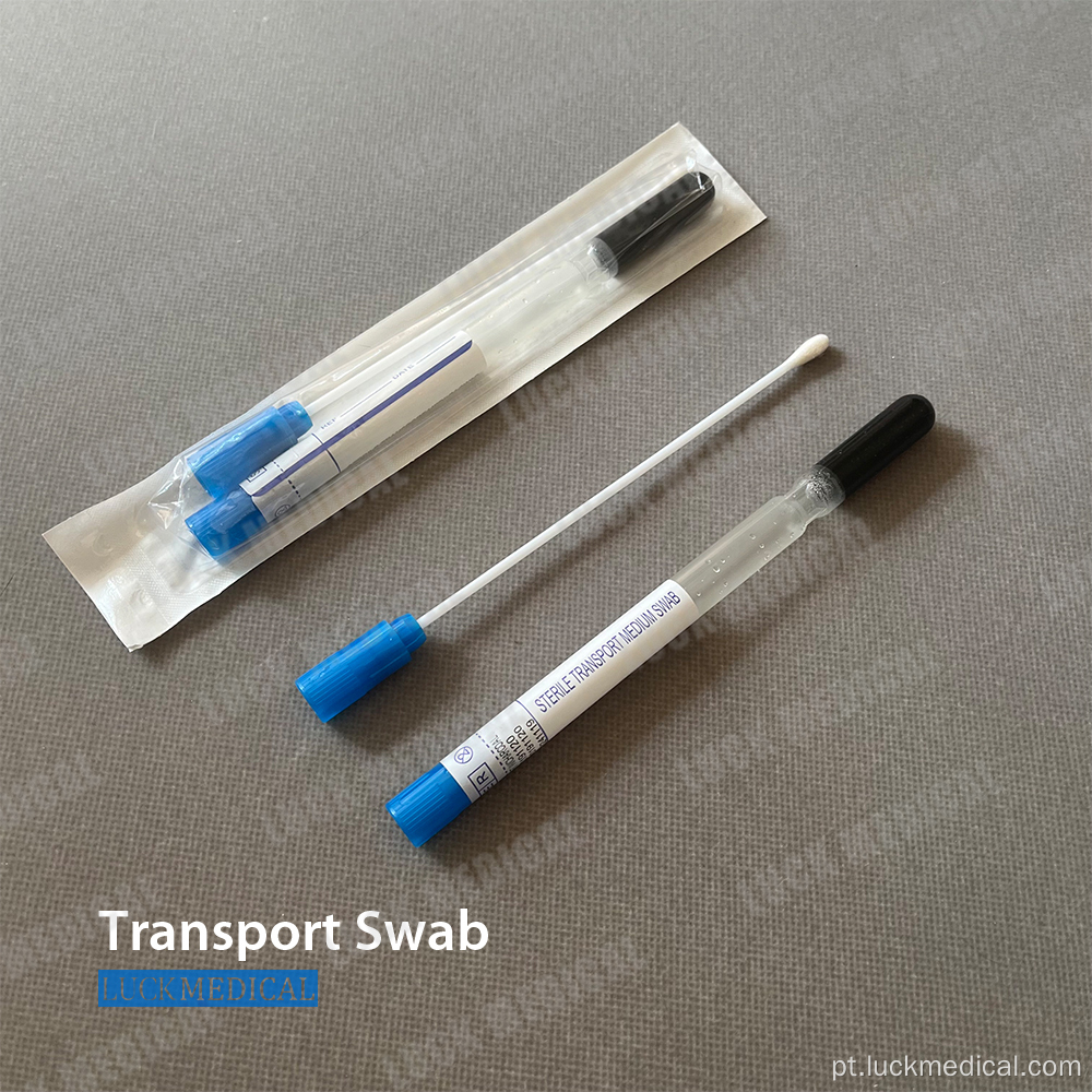 Swab de transporte médico estéril com médio