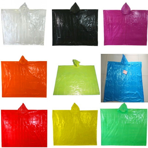 Promotionele vierkante plastic wegwerp PE regenponcho