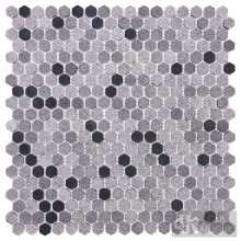Black&Grey Mix Textured Glass Mosaic Tile