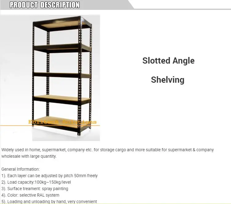 Light Capacity Steel Angle Shelving Customized Adjustable Warehouse Storage Shelf on Sale