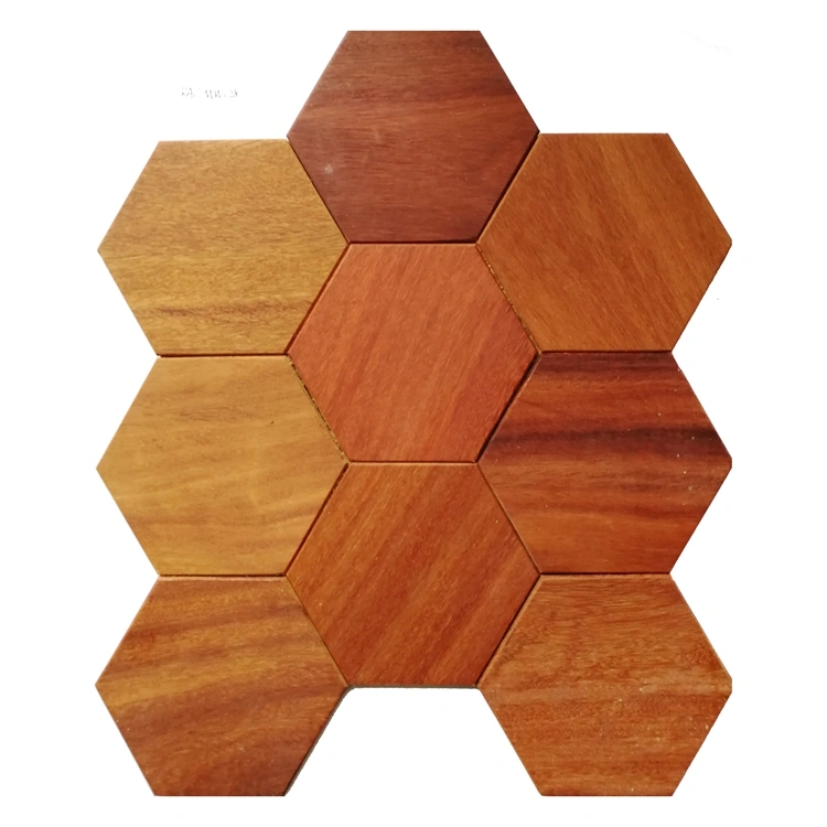 Insect-Proof Burlywood Copper Matte Hexagon 3D Wood Mosaic Tile Panel