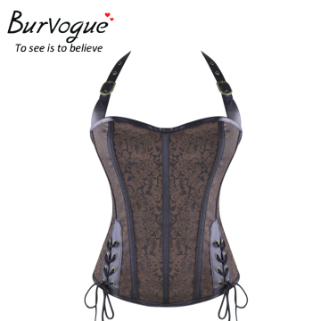 Burvogue Women Gothic Steampunk Corset Steel Boned Bustier Tops Cheap