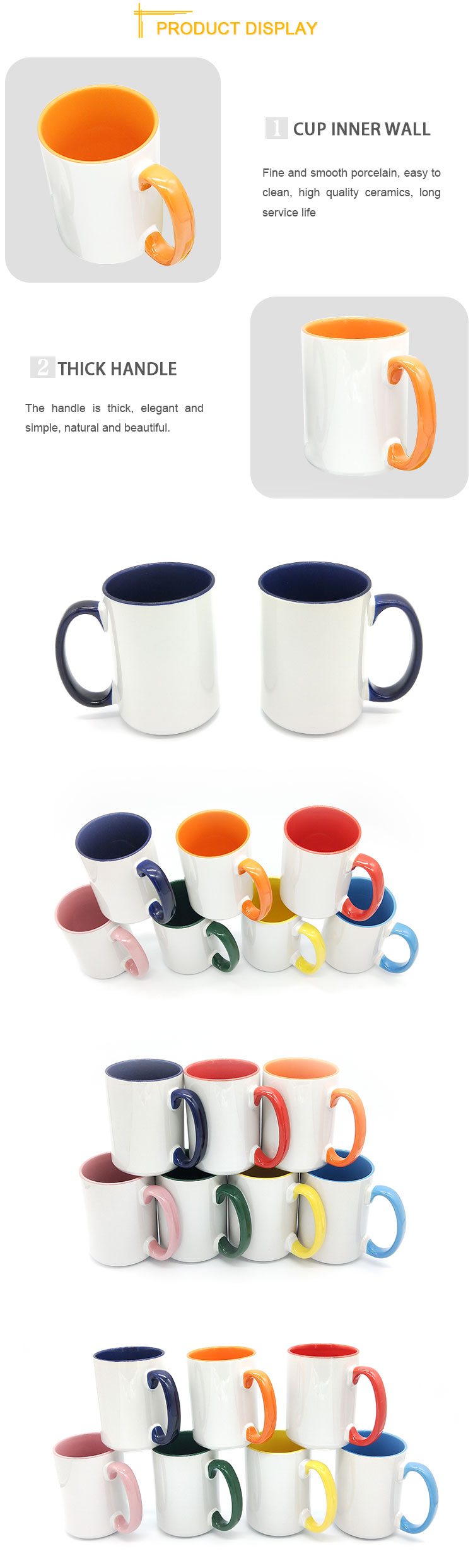 Best quality color glazed porcelain pottery coffee mugs