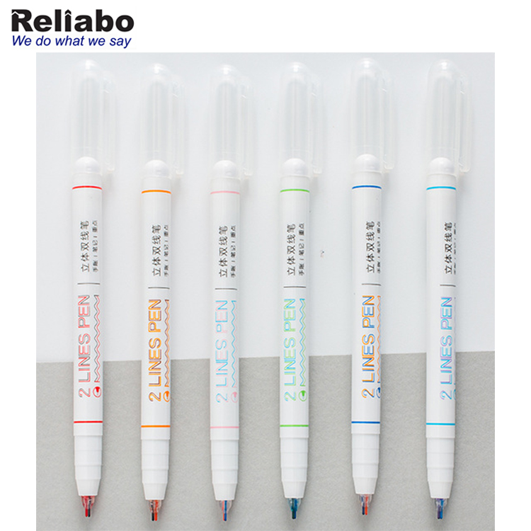 Multi-Function Cute Creative Double-Line Marked Stereo Color Maker Pen Escolar Papelaria