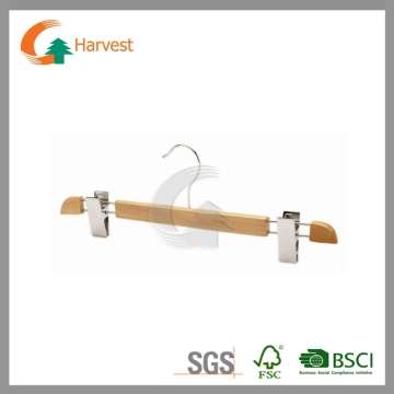 Good wooden natural pants hangers with clips