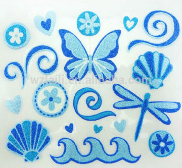 Custom Self Adhesive Decorative Glitter Stickers ,glitter vinyl sticker