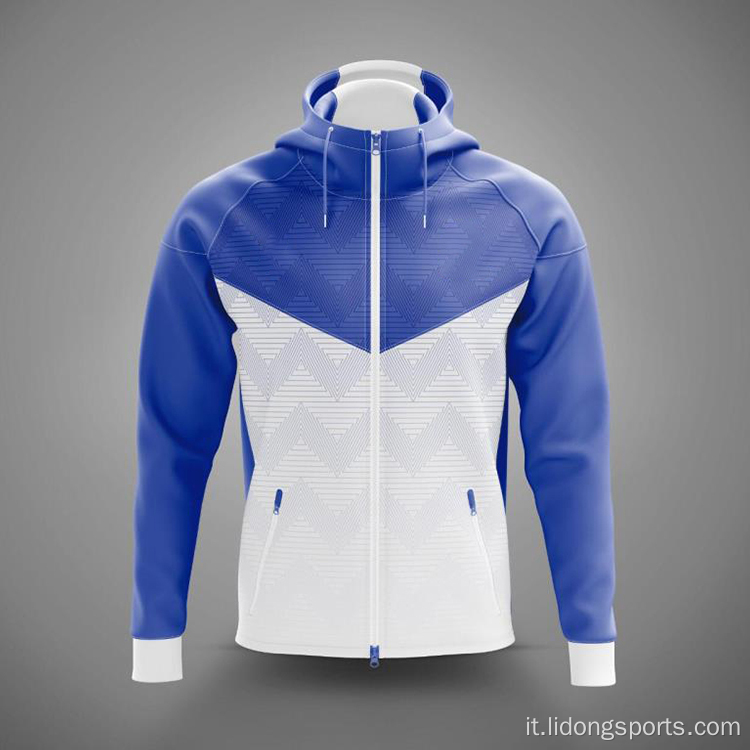 Logo personalizzato di alta qualità Stampa Design a basso costo Sublimazione Uomo Zipper Sport Workout Workout Giacca con cappuccio per uomo