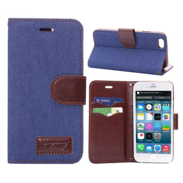 Demin Fabric Jean Leather Case for iPhone 6
