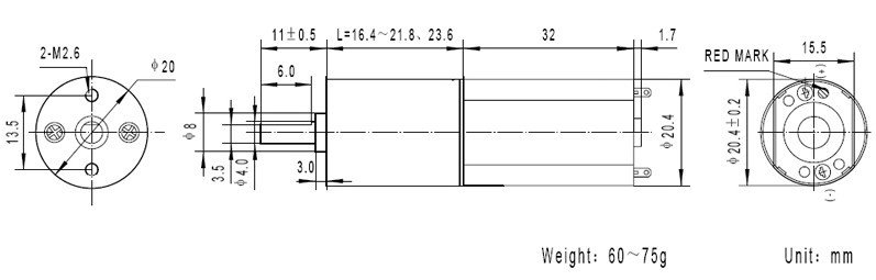 High torque 20mm dc gear motor with encoder and 24v dc motor