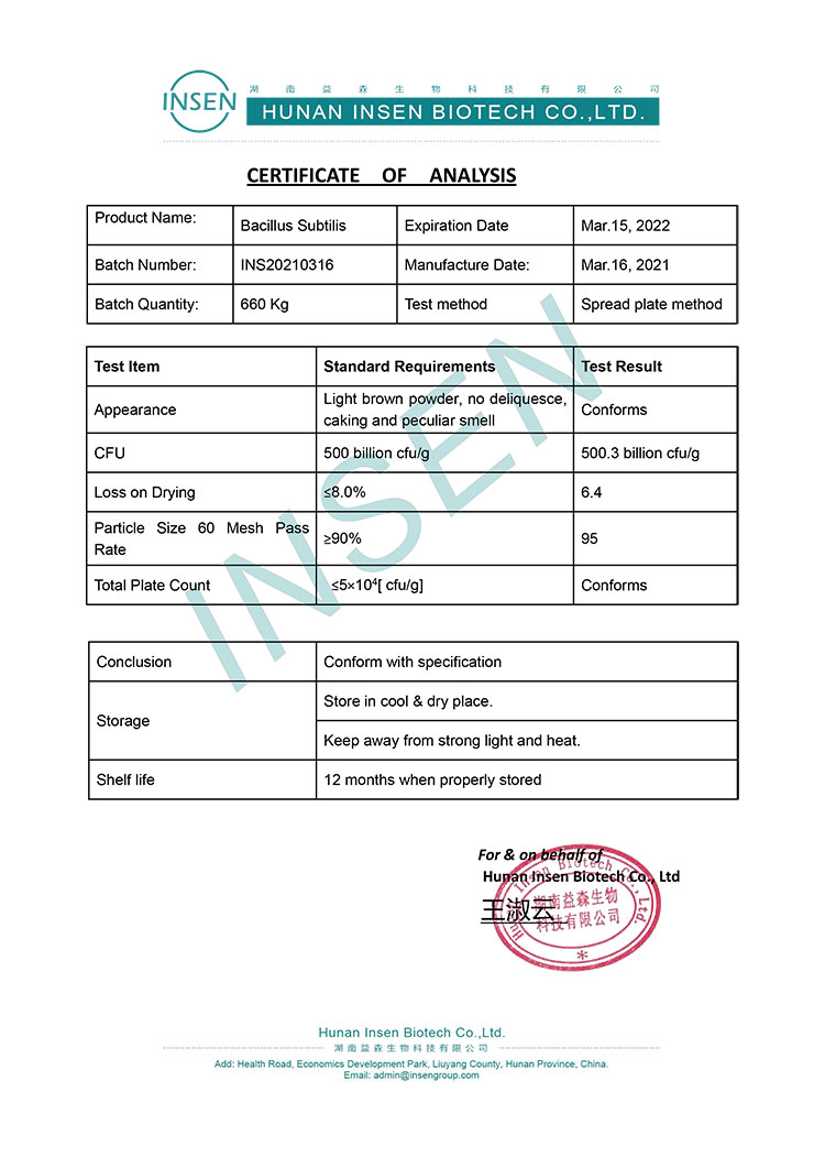 Bacillus Subtilis Bacillus Licheniformis Probiotic Powder for Plant