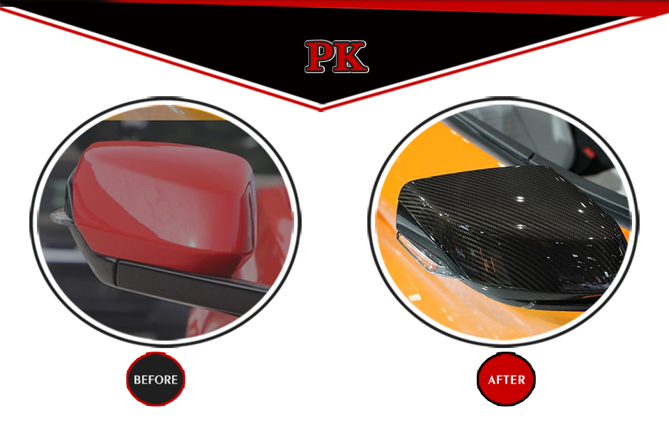 Stick-on style Dry Carbon Fiber Mirror Covers for Chevrolet Corvette C8 2020-2021