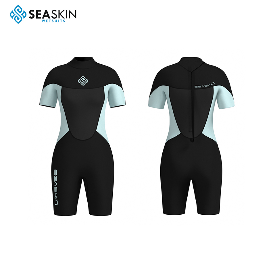 Seaskin Back Zip 성인 여성 Shorty wetsuit 다이빙