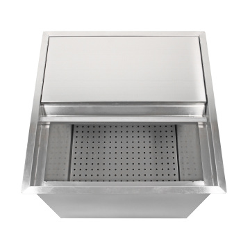 Double-Wall Stainless Steel Ice Cooler with Sliding Cover - Ice Bin Cooler with Cover