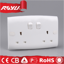 uk wall socket with cheap price, white wall socket plug, electrical plug 2 gang 2 way switch