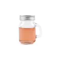 square clear glass mason jar 120ml with handle