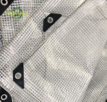 Fire retardant pe grid fabric mesh leno tarpaulin