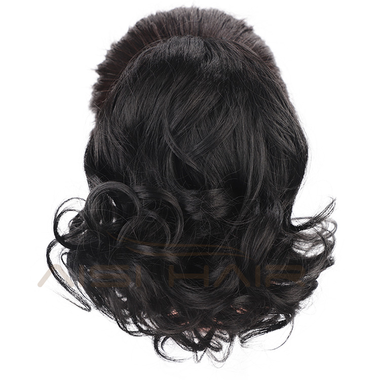 Aisi Hair Heat Resistant Fiber Synthetic Curly Wig Ponytail Drawstring Short Big Wave Pony Tail Clip In Curly Hair Bun