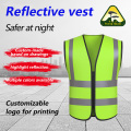 6 zipper knitted fabric safety vest green