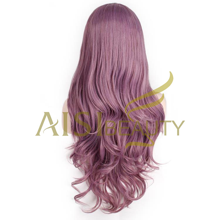 Aisi Beauty Wholesale Cheap Vendor Purple Curly Wave Wig Long Wavy Lace Frontal Synthetic Hair For Black Women Lace Front Wig