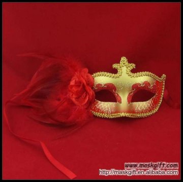 Pretty red&gold feather party Mask- Halloween Mask