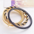 Thời trang năm 2015 Exaggerate chuỗi đa lớp da kim loại vàng Bangle