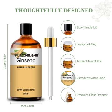 100% alto efectivo de crecimiento del cabello Ginseng Aceite esencial Pérdida contra el cabello Renovación de cabello rápido