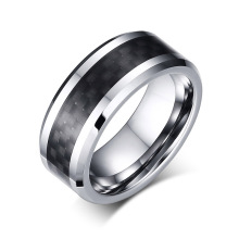 Tungsten carbide ring with carbon fiber inlay