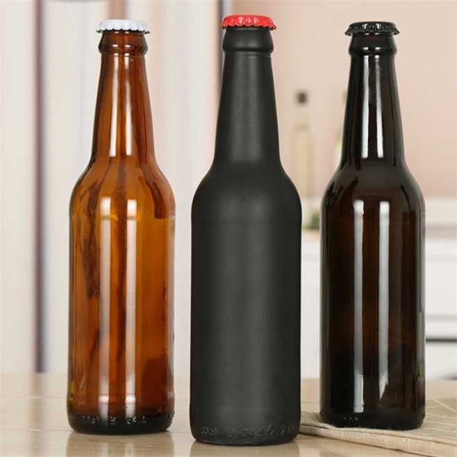 Wholesale Hot-Selling Glass Round Amber Beer Bottle with Crown Lid 330ml 500ml 1000ml