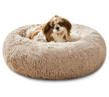 Non-slip Donut Bed Washable Long FauxFur Pet Bed