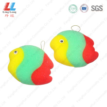 Gradient color fish style bath sponge