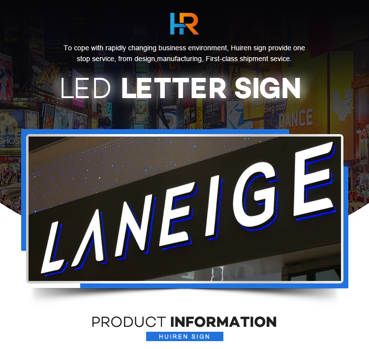 Factory cheap price 3d front backlit channel letter led signage store logo with board outside led sign