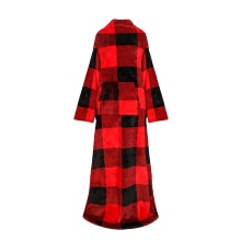 Red Checked Print Wearable Blanket with Sleeves and Large Kangaroo Pocket: The Cozy Hooded Fleece Blanket