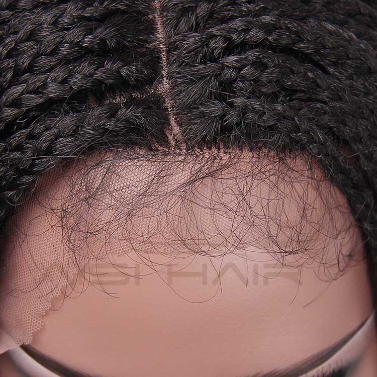 Aisi Hair Vendor Cheap Wholesale Glueless Afro Twist Box Braided Lace Frontal Wigs Synthetic Hair For Black Women Lace Front Wig