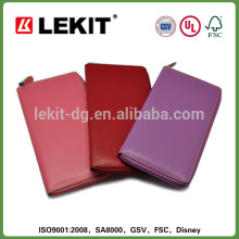 pu leather certificate folders with zipper and card pouches