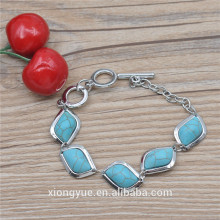 Fashion Bracelet Turquoise Leave Shape Genuine Natural Stone Beaded Bangle