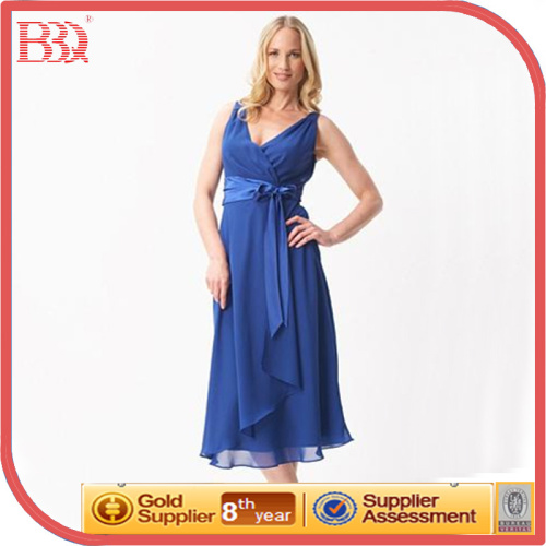 Lady Fashion MIDI Blue Chiffon Party Dresses (S007-26)