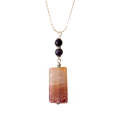 Natural Gemstone Agate Necklace with Silver Chain