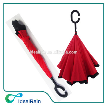 Double layer creative cell phone umbrella,reverse umbrella with C shape handle