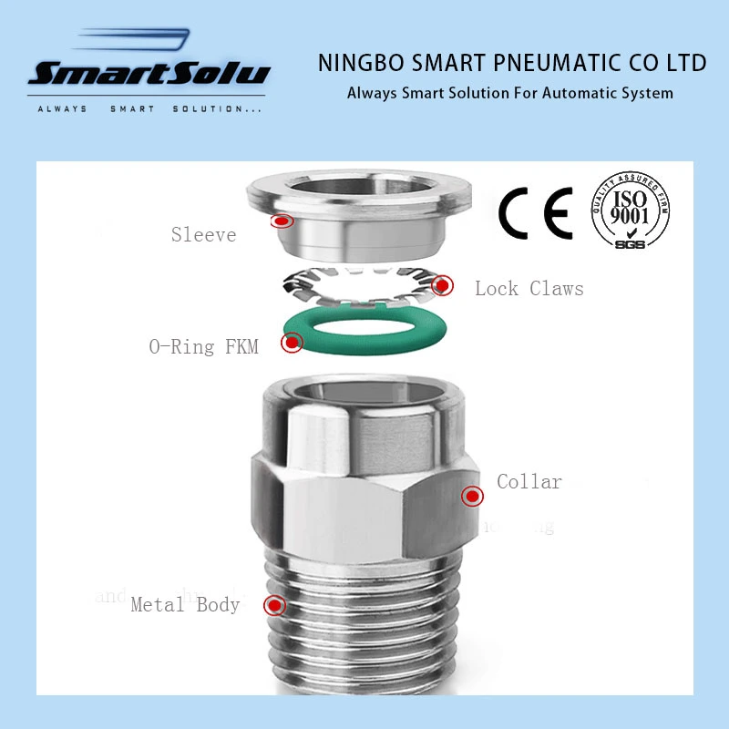 Stainless Steel Male 304/316 Quick Push in Pneumatic Fitting