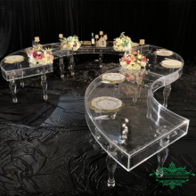 Clear Acrylic Half-Moon Wedding Tables for Hotels and Restaurants