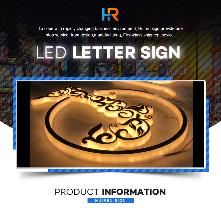 Customized advertising illuminated led with side lighting sign open side outdoor indoor