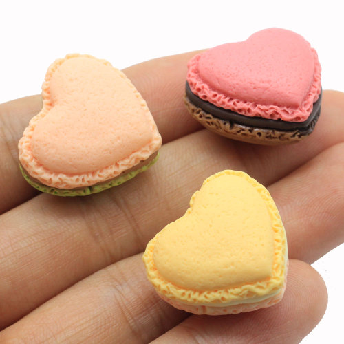 24mm 3D Heart Macaroon Miniature Resin Figurine French Macaroon Charms για διακόσμηση