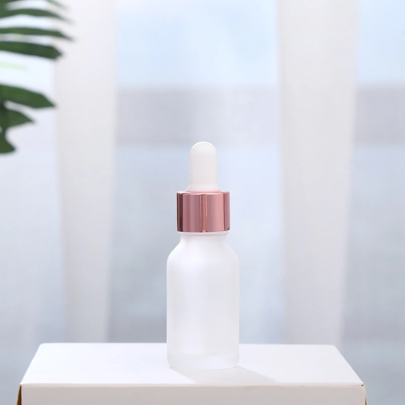 Rose Gold Frosted Pink Cosmetic Essential Oil Serum Glass Dropper 30 Ml Bottles