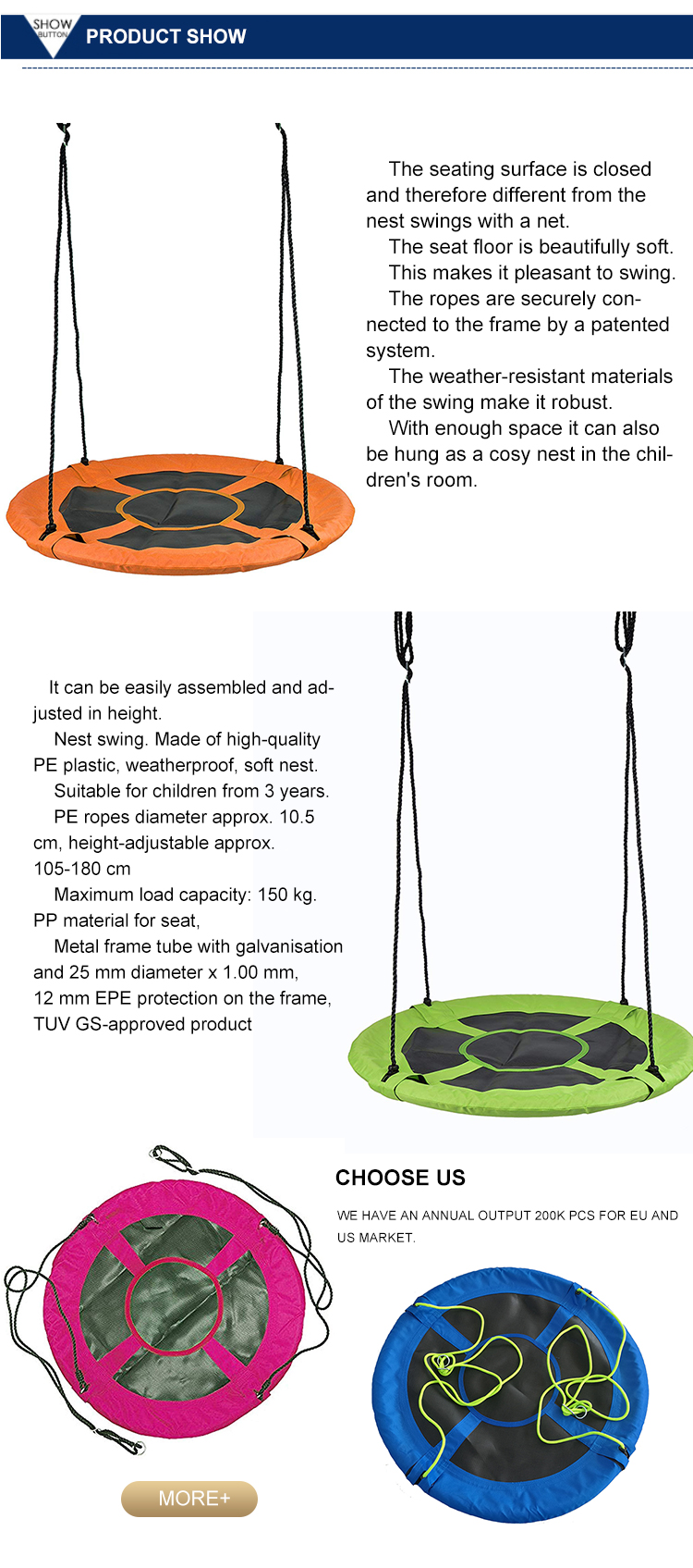 Swing Set for Backyard Saucer Swing Seat with Heavy Duty Frame Metal Swing Stand