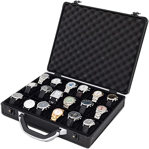 Watches Collectors Briefcase Aluminum Metal Aluminum Black Customize Watch Storage Safety Case